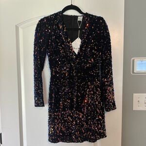 Navy sequin mini dress